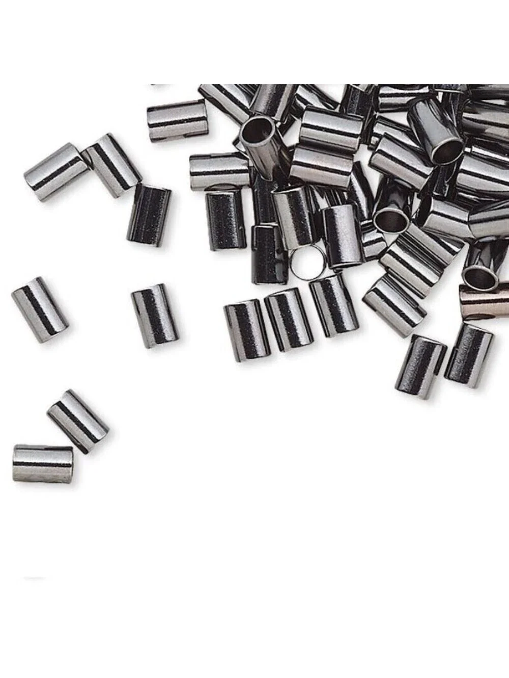 100 Gunmetal Black Plated Brass 3x2mm Crimp Beads Tube Crimps Spacers Bulk Lot